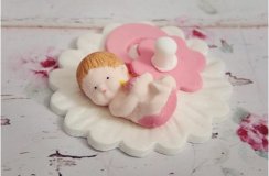 Cukrová dekorace narození miminka růžová