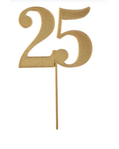 Dortový zápich číslo 25 zlatý