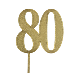 Dortový zápich číslo 80 zlatý