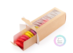 Krabička na makronky hnědá 180 x 55 x 55 mm