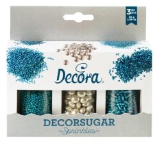 Decora cukrové zdobení, Modro-stříbrná 85g