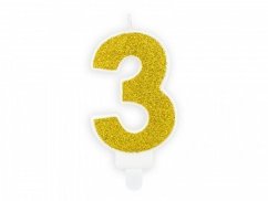 Dortová svíčka zlatá, číslo 3, 6cm