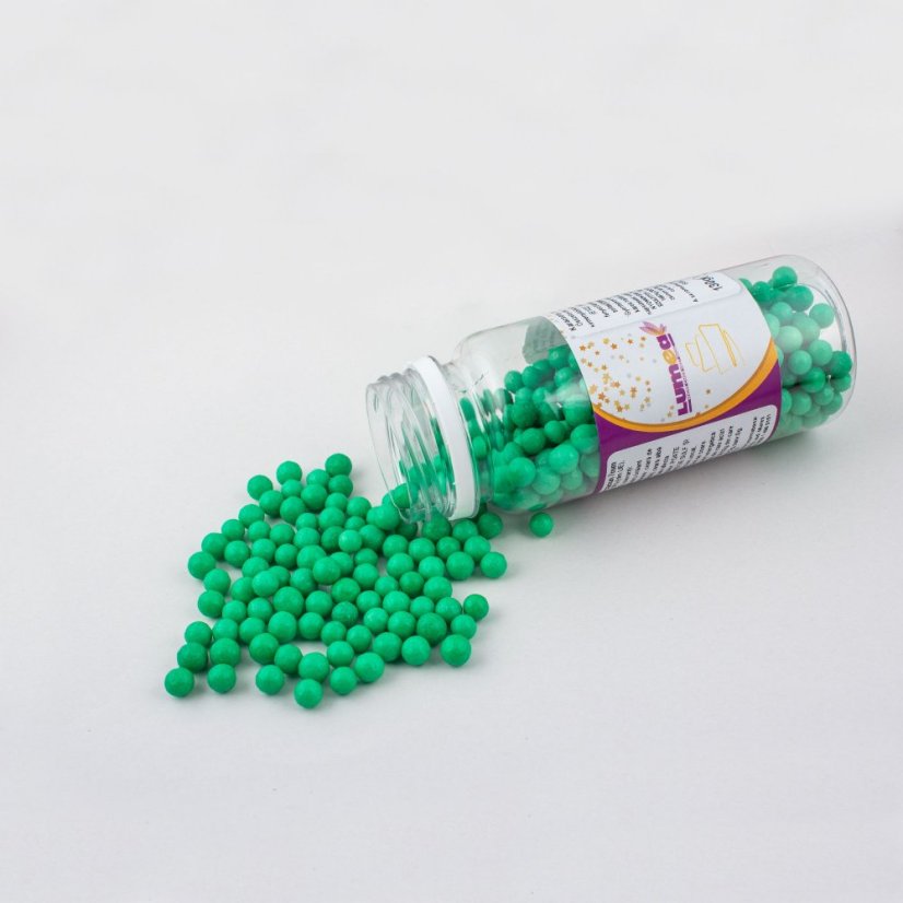 Cukrové zdobení Lumea Perly 5 mm Xmas Green, 130g