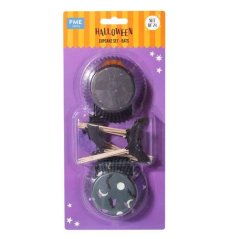 Halloween sada košíčků a zápichů  na cupcakes Netopýři PME – 48 ks