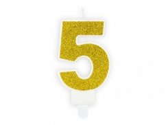 Dortová svíčka zlatá, číslo 5, 6cm