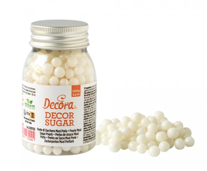Cukrové zdobení Decora, Krémové maxiperly 7 mm, 100g Cukrové zdobení Decora, Krémové maxiperly 7 mm, 100g