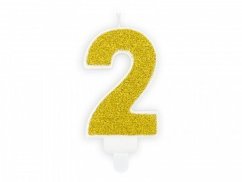 Dortová svíčka zlatá, číslo 2, 6cm