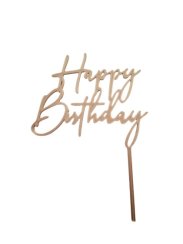 Zápich na dort zlatý Happy Birthday