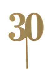 Dortový zápich číslo 30 zlatý