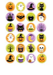 Jedlý papír Halloween VI. – 24 ks, Ø 3,5 cm