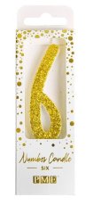 Dortová svíčka třpytivá zlatá 6