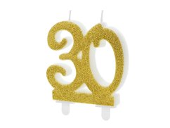 Dortová svíčka zlatá číslo 30, 7,5cm