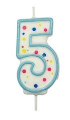 Dortová svíčka ve tvaru čísla modrá 5