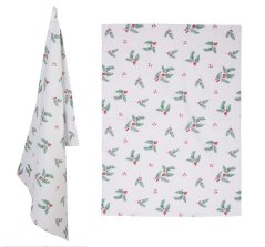 Bavlněná utěrka vánoční cesmína