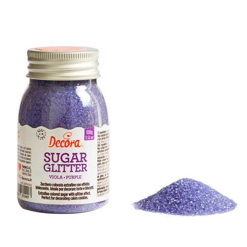 Cukrové zdobení Decora, Třpytkový cukr Violet - fialový 100g