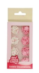 FunCakes Cukrové kytičky Bílo-růžové mini - 64 ks
