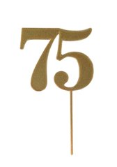 Dortový zápich číslo 75 zlatý