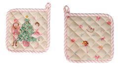 Bavlněná chňapka růžové Vánoce