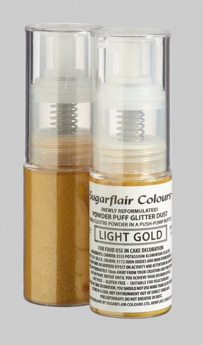 Sugarflair Jedlé třpytky v rozprašovači Light Gold