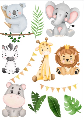 Jedlý papír Safari postavičky
