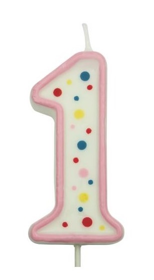 Dortová svíčka ve tvaru čísla řůžová 1