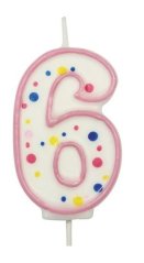 Dortová svíčka ve tvaru čísla růžová 6