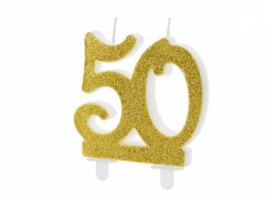 Dortová svíčka zlatá číslo 50, 7,5cm