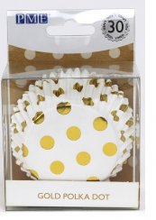 Košíčky na cupcakes bílé se zlatými puntíky 30 ks PME