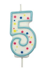 Dortová svíčka ve tvaru čísla modrá 5