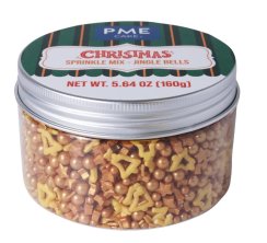 PME Cukrové sypání vánoční Gold Jingle Bells 160 g