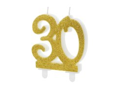Dortová svíčka zlatá číslo 30, 7,5cm