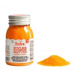 Cukrové zdobení Decora, Třpytkový cukr Orange - oranžový 100g