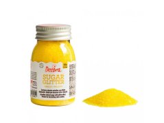 Cukrové zdobení Decora, Třpytkový cukr Yellow- žlutý 100g