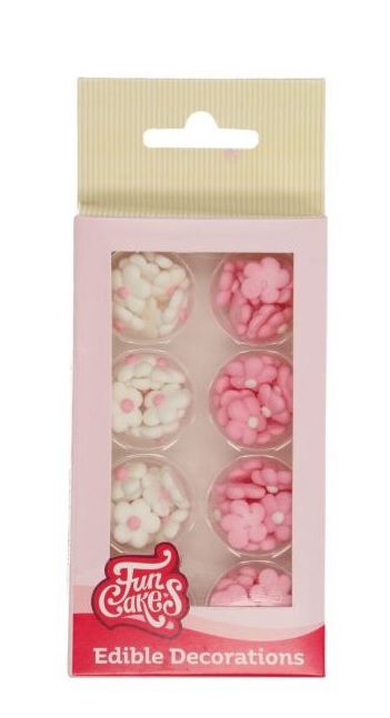 FunCakes Cukrové kytičky Bílo-růžové mini - 64 ks