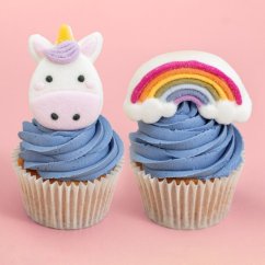 Marshmallow jednorožci a duhy – jedlé zdobení na dort, 12 ks PME