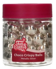 FunCakes cukrové zdobení, Choco Crispy Balls – Metallic Silver, 130g