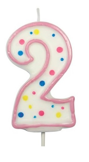 Dortová svíčka ve tvaru čísla růžová 2