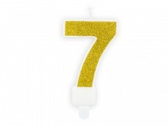 Dortová svíčka zlatá, číslo 7, 6cm