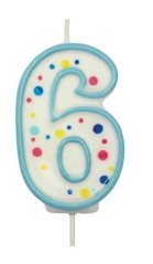 Dortová svíčka ve tvaru čísla modrá 6