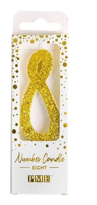 Dortová svíčka třpytivá zlatá 8