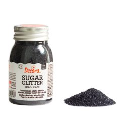 Cukrové zdobení Decora, Třpytkový cukr Black - černý 100g