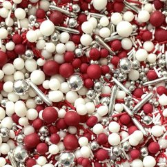 Tmavě červené cukrové zdobení – mix perliček Cherry Queen