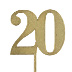 Dortový zápich číslo 20 zlatý
