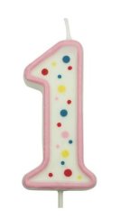 Dortová svíčka ve tvaru čísla řůžová 1
