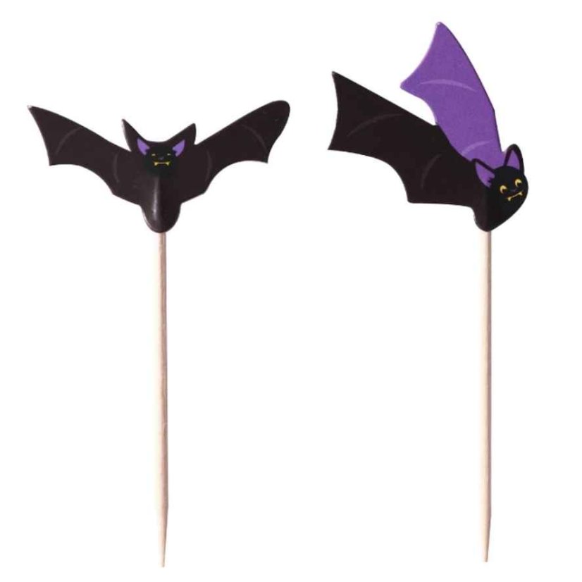 Halloween sada košíčků a zápichů  na cupcakes Netopýři PME – 48 ks
