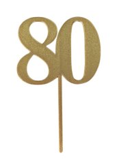 Dortový zápich číslo 80 zlatý