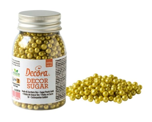 Decora cukrové zdobení perly zlaté medium