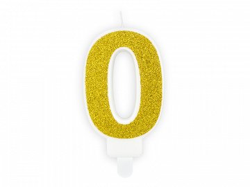 Dortová svíčka zlatá, číslo 0, 6cm