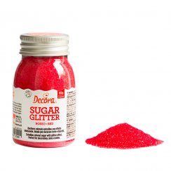 Cukrové zdobení Decora, Třpytkový cukr Red - červený 100g