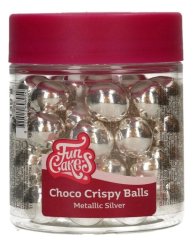 FunCakes cukrové zdobení, Choco Crispy Balls – Metallic Silver, 130g
